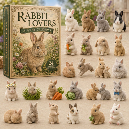 CHRISTMAS KICKOFF 40% OFF - Rabbit Lovers Advent Calendar 2026 - 24-Day Festive Countdown, Acrylic Charms Blind Box - Gift For Farm Lovers AC0TM026
