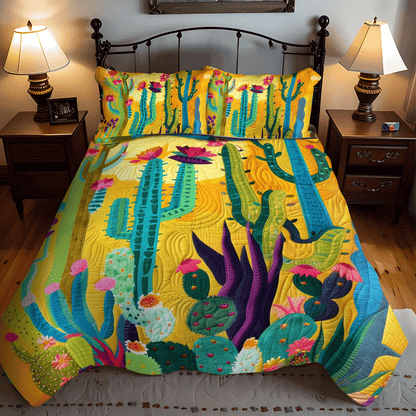 Radiant Cactus Oasis 3-Piece Quilted Bedding Set NCU0DV342