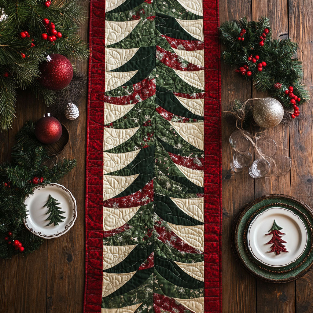 Radiant Evergreen Quilted Table Runner NCU0PTT1367