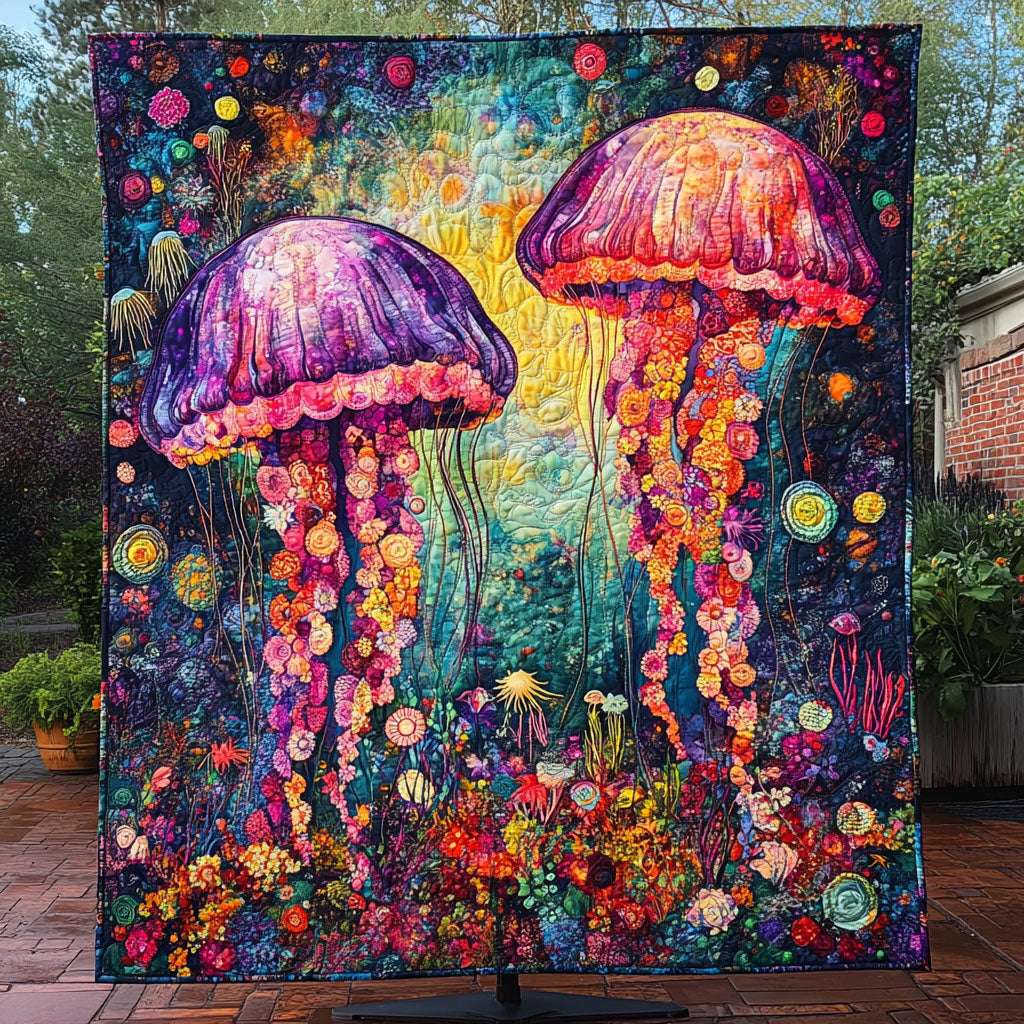 Radiant Jellyfish Dreams Quilted Blanket NCU0PTT175