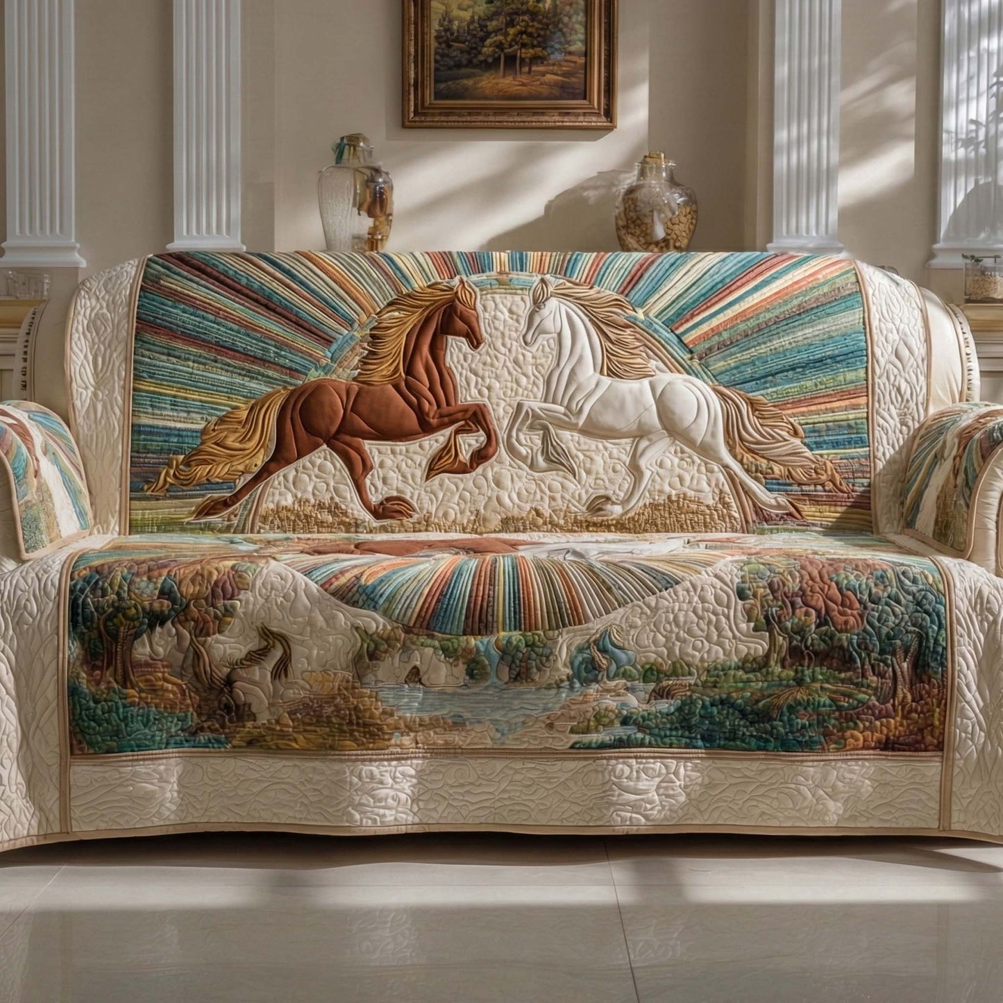 Radiant Mane Quilted Sofa Cover NCU0NXD1338