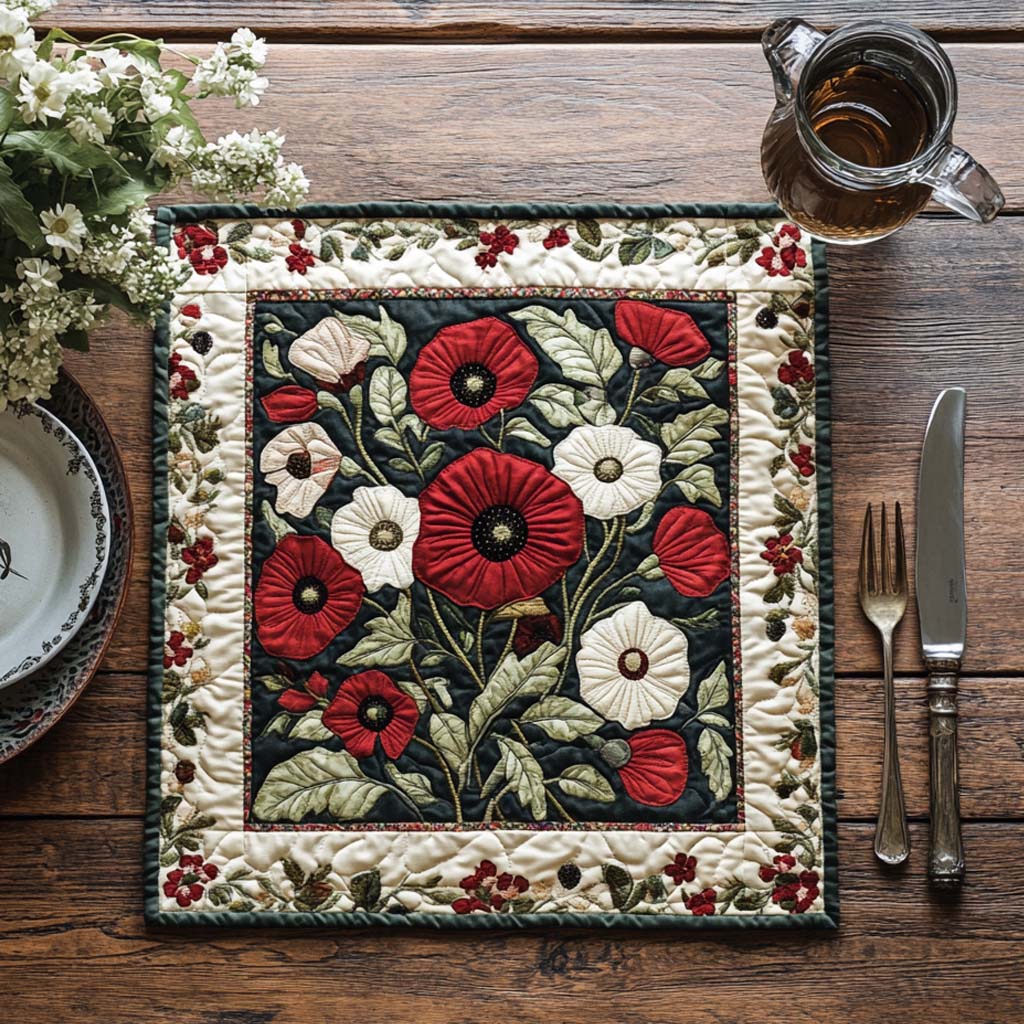 Radiant Poppy Glow Quilted Table Topper NCU0NXD086