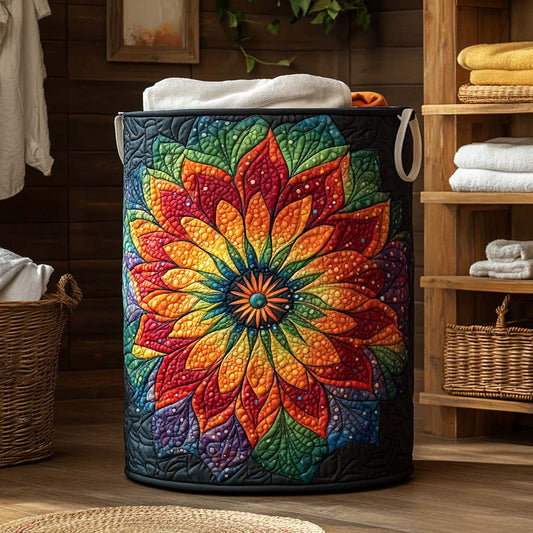 Radiant Rainbow Flower Quilted Laundry Basket NCU0NXD199