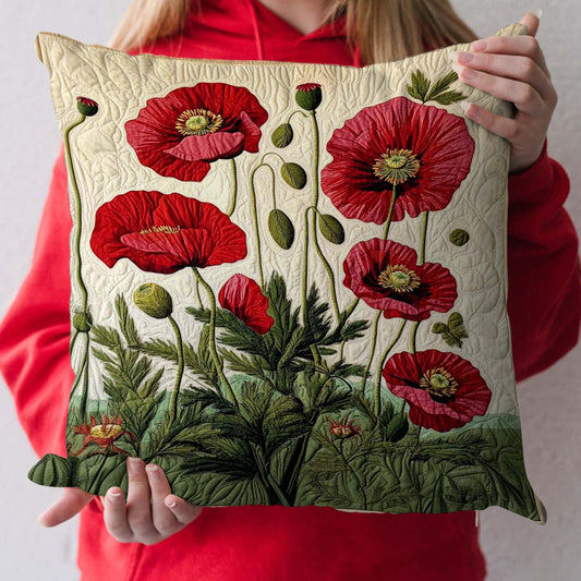 Radiant Red Poppies Quilted Pillow Case NCU0NT1088