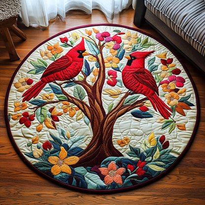 Radiant Redbird Quilted Round Mat NCU0DK1074