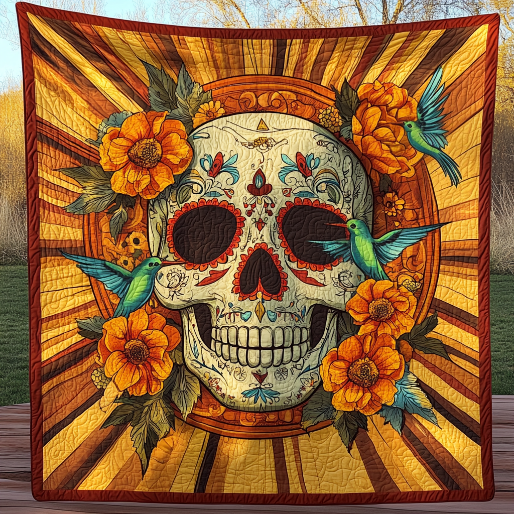 Radiant Skull Quilted Blanket NCU0VH343