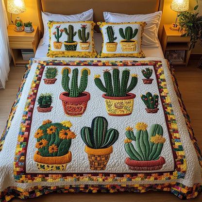 Radiant Succulents 3-Piece Quilted Bedding Set NCU0NT2056
