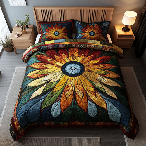 Radiant Sunflower Patch 3-Piece Quilted Bedding Set NCU0PVL013