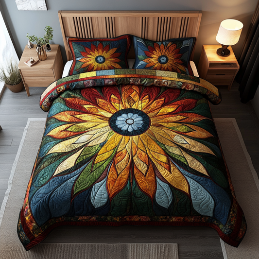 Radiant Sunflower Patch 3-Piece Quilted Bedding Set NCU0PVL013