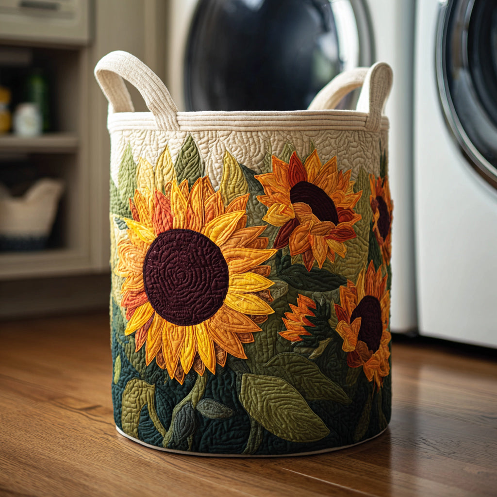 Radiant Sunflower Quilted Laundry Basket NCU0HNH639