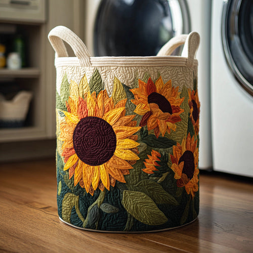 Radiant Sunflower Quilted Laundry Basket NCU0HNH639