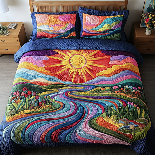 Radiant Sunrise 3-Piece Quilted Bedding Set NCU0NVH059