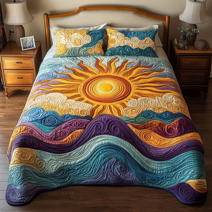 Radiant Waves 3-Piece Quilted Bedding Set NCU0VH408