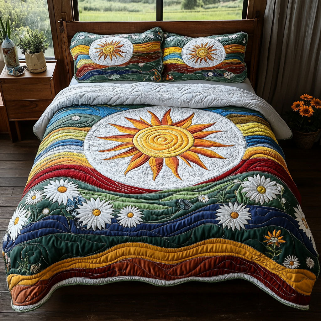 Rainbow Bloom 3-Piece Quilted Bedding Set NCU0PTT268