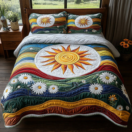 Rainbow Bloom 3-Piece Quilted Bedding Set NCU0PTT268