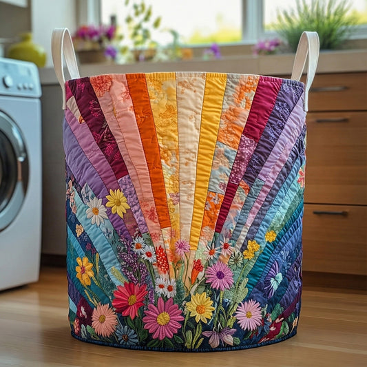 Rainbow Blossom Quilted Laundry Basket NCU0LDH005