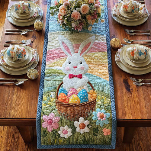 Rainbow Bunny Centerpiece Quilted Table Runner NCU0DQQ0432