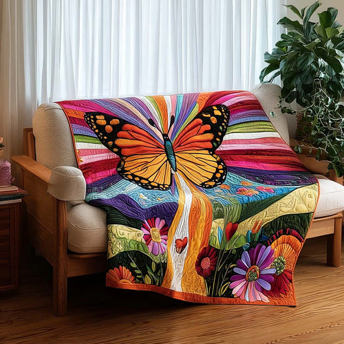 Rainbow Butterfly Dream Quilted Blanket NCU0DQQ0158