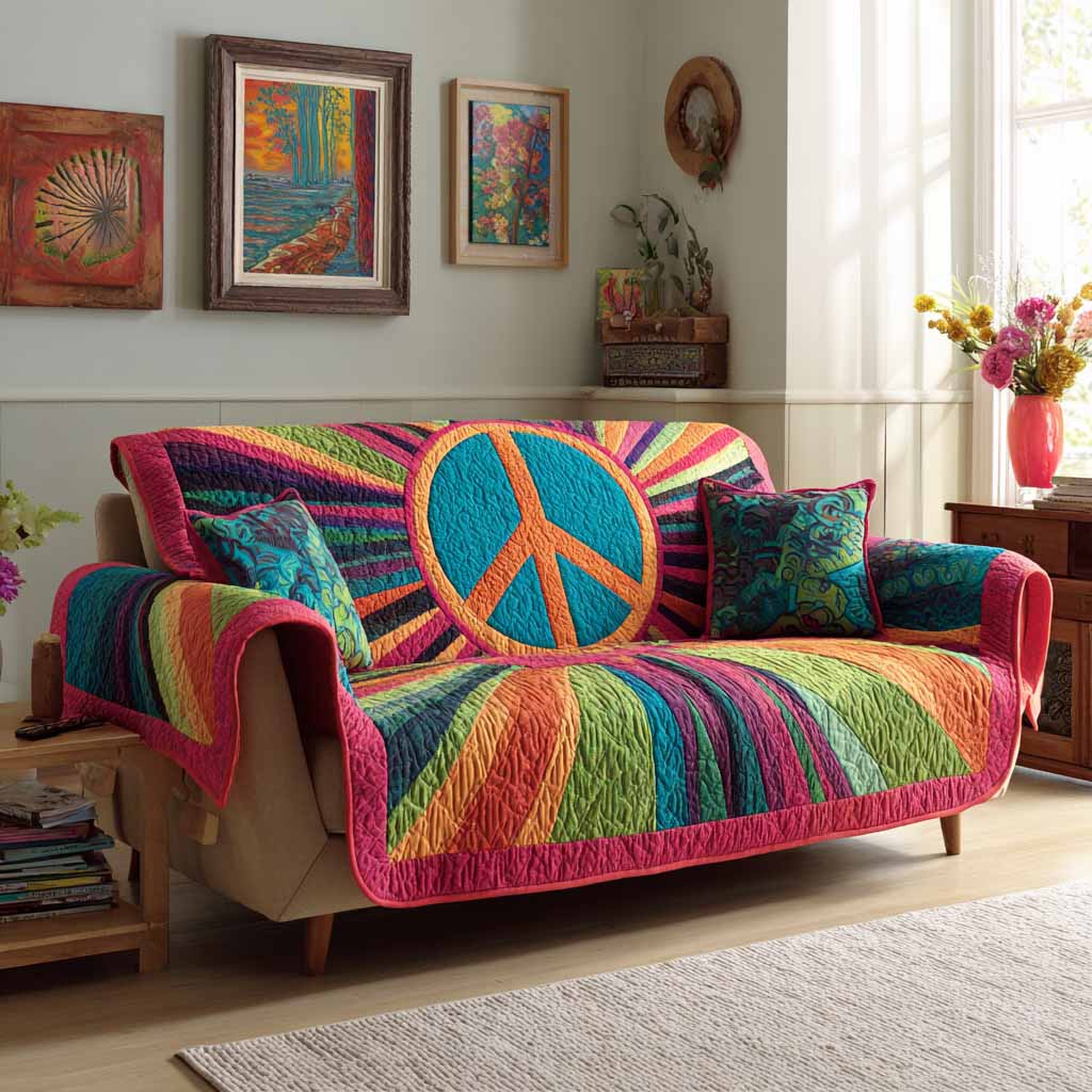 Rainbow Commune Quilted Sofa Cover NCU0NXD1502
