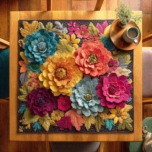 Rainbow Daisy Field Quilted Table Topper NCU0NTD451