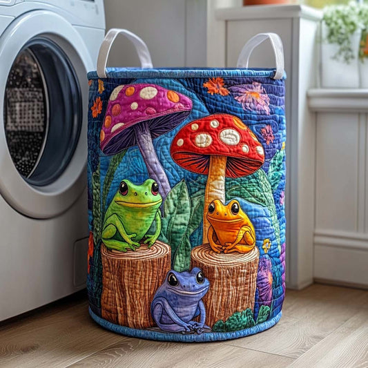 Rainbow Frog Village Quilted Laundry Basket NCU0NXD1064