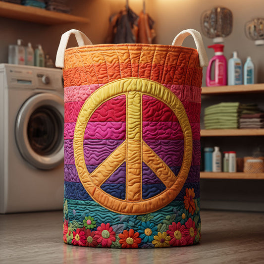 Rainbow Garden Peace Quilted Laundry Basket NCU0NTV079