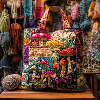 Rainbow Grove Mushrooms Quilted Tote Bag NCU0NXD1179