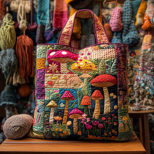 Rainbow Grove Mushrooms Quilted Tote Bag NCU0NXD1179
