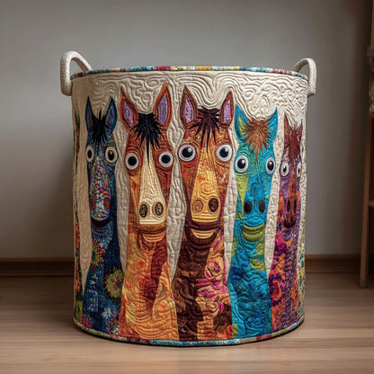 Rainbow Horses Quilted Laundry Basket NCU0NNT2703