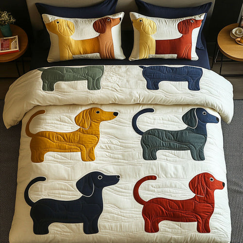 Rainbow Hounds 3-Piece Quilted Bedding Set NCU0NNT790