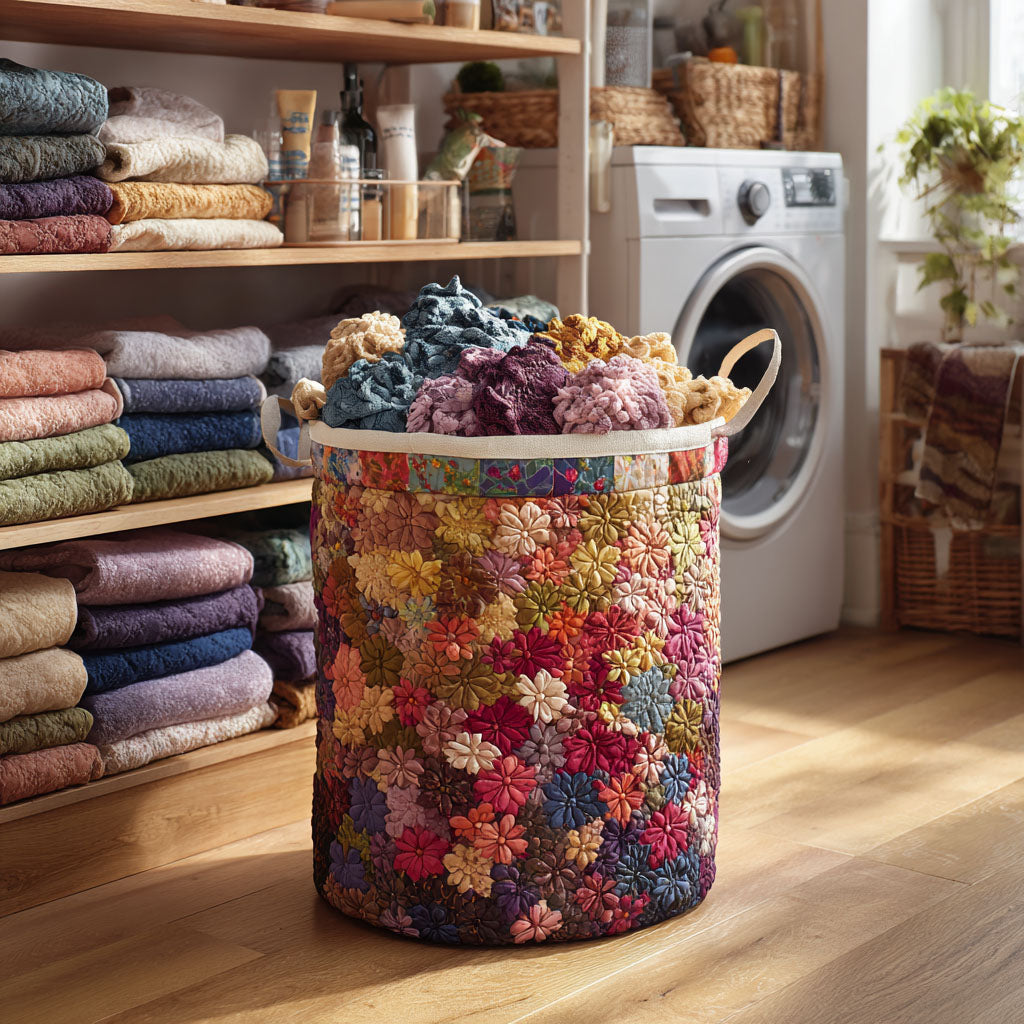 Rainbow Patch Blossom Quilted Laundry Basket NCU0NTV034