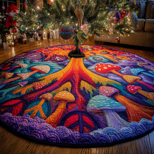 Rainbow Peace Bloom Quilted Tree Skirt NCU0NXD1071