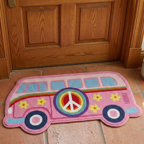 Rainbow Peace Bus Custom Shape Doormat NCU0NNT3146