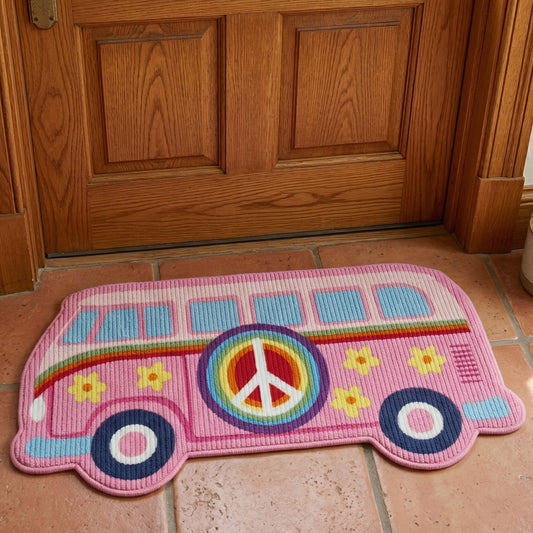 Rainbow Peace Bus Custom Shape Doormat NCU0NNT3146
