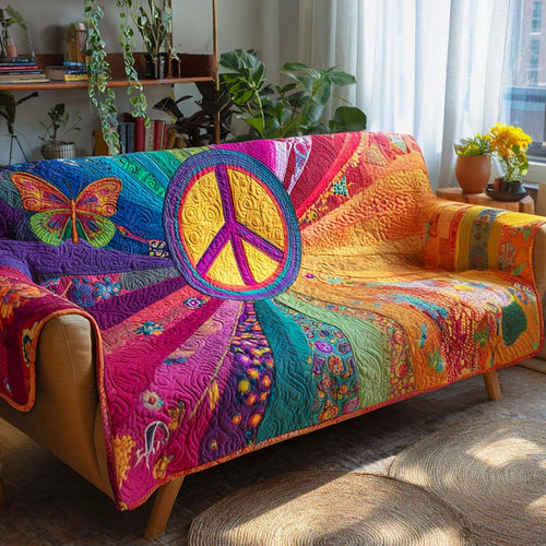 Rainbow Peace Garden Quilted Sofa Cover NCU0XD1256