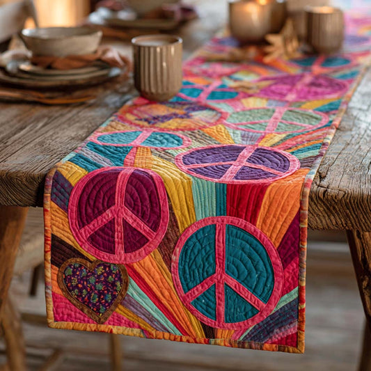 Rainbow Peace Quilted Table Runner NCU0NXD466