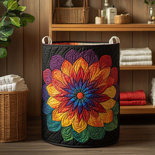 Rainbow Petal Dream Quilted Laundry Basket NCU0NXD196