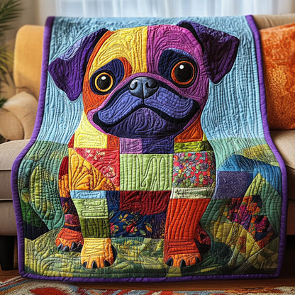 Rainbow Pug Charm Quilted Blanket NCU0TL1811