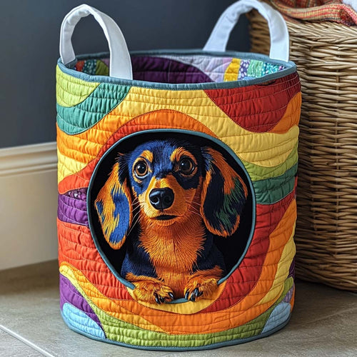 Rainbow Pup Joy Quilted Laundry Basket NCU0NXD144