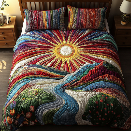 Rainbow River 3-Piece Quilted Bedding Set NCU0NVH058