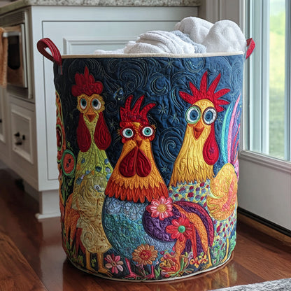 Rainbow Roosters Quilted Laundry Basket NCU0PTT1664