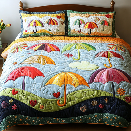 Rainbow Showers 3-Piece Quilted Bedding Set NCU0DDK223