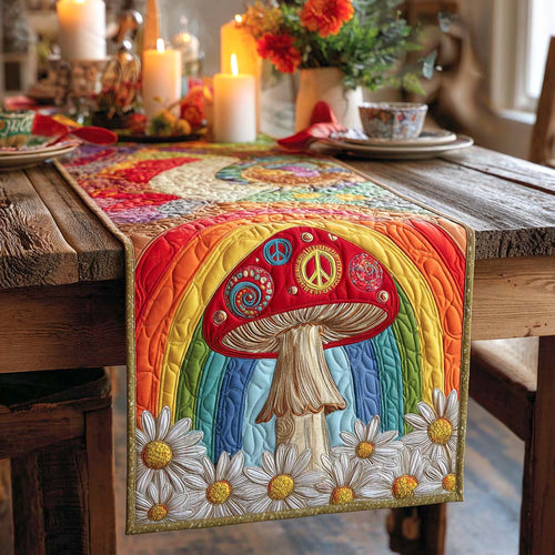 Rainbow Shroom Quilted Table Runner NCU0NXD476