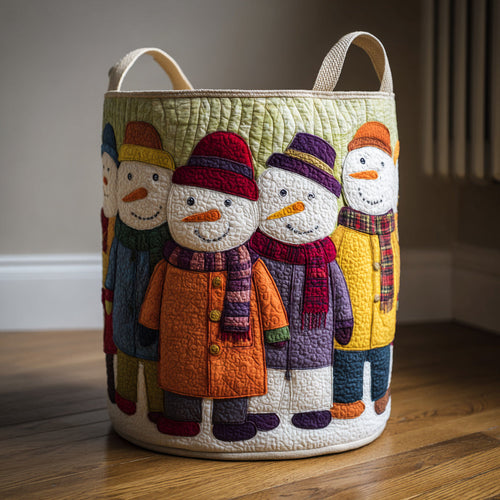 Rainbow Snowman Friends Quilted Laundry Basket NCU0HNH662