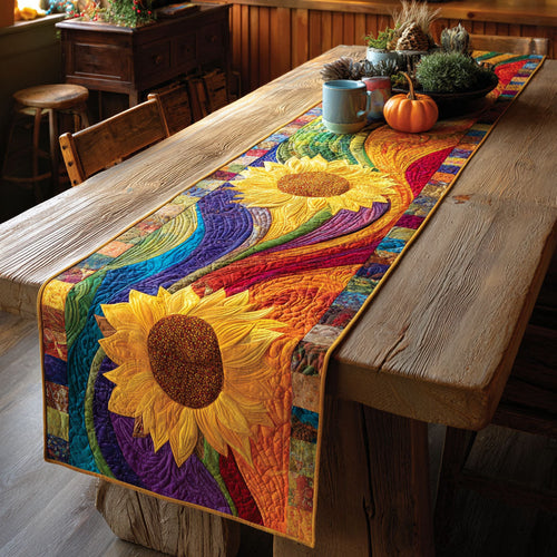 Rainbow Sun Quilted Table Runner NCU0NTV245