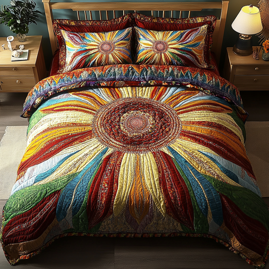 Rainbow Sunburst 3-Piece Quilted Bedding Set NCU0PVL025