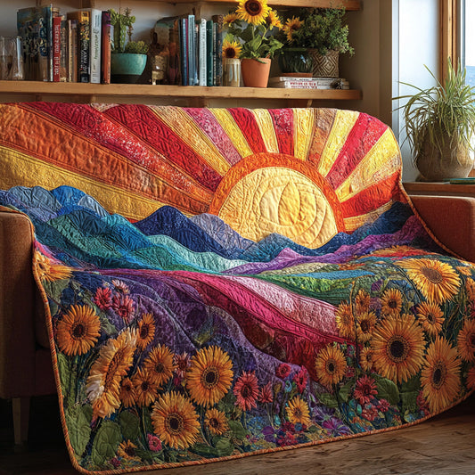Rainbow Sunrise Quilted Blanket NCU0PVL799