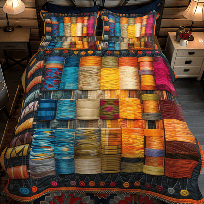 Rainbow Thread 3-Piece Quilted Bedding Set NCU0TH1302