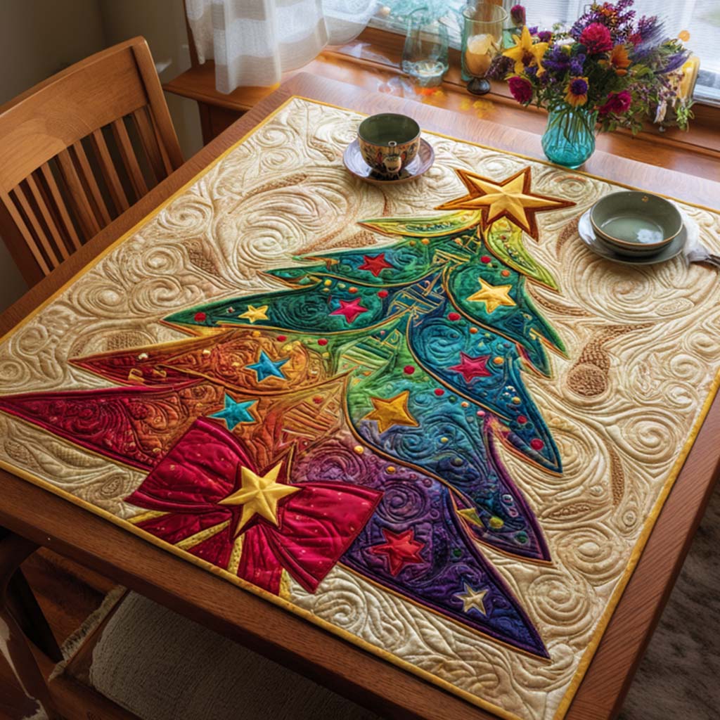 Round Tree Table Topper Pattern Rainbow Tree Quilted Table Topper NCU0NNT1734 – Quiltnest