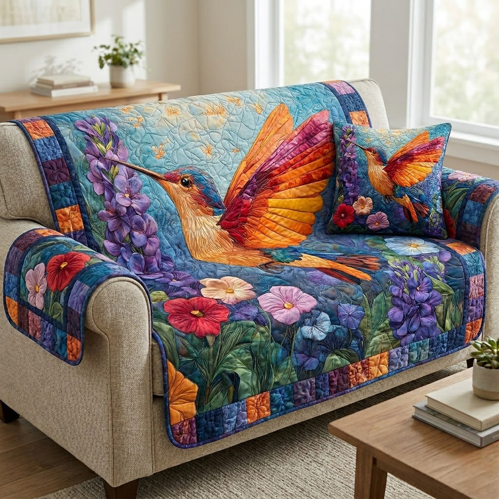 Raised Meadow Flight Quilted Sofa Cover NCU0DQQ0497